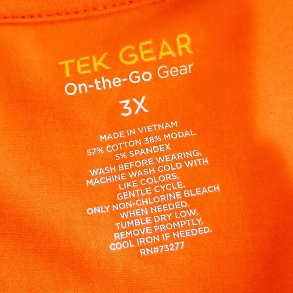 NWT TEK GEAR Women Short Sleeve Crew Neck On the Go Gear Orange Shirt Plus Sz 3X - Picture 12 of 12